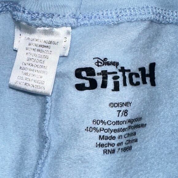 Disney Lilo & Stitch Girls Joggers Sweatpants Size 7/8 Blue Polka Dot Sleepwear - Picture 7 of 8